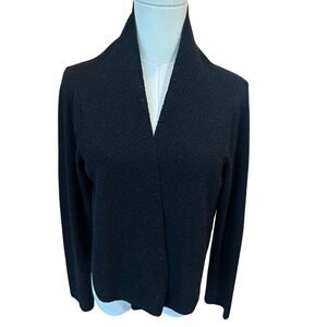 Eileen Fisher Open Cardigan Italian Yarn Wool Long Sleeve Lightweight Medium